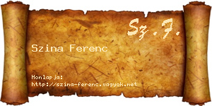 Szina Ferenc névjegykártya